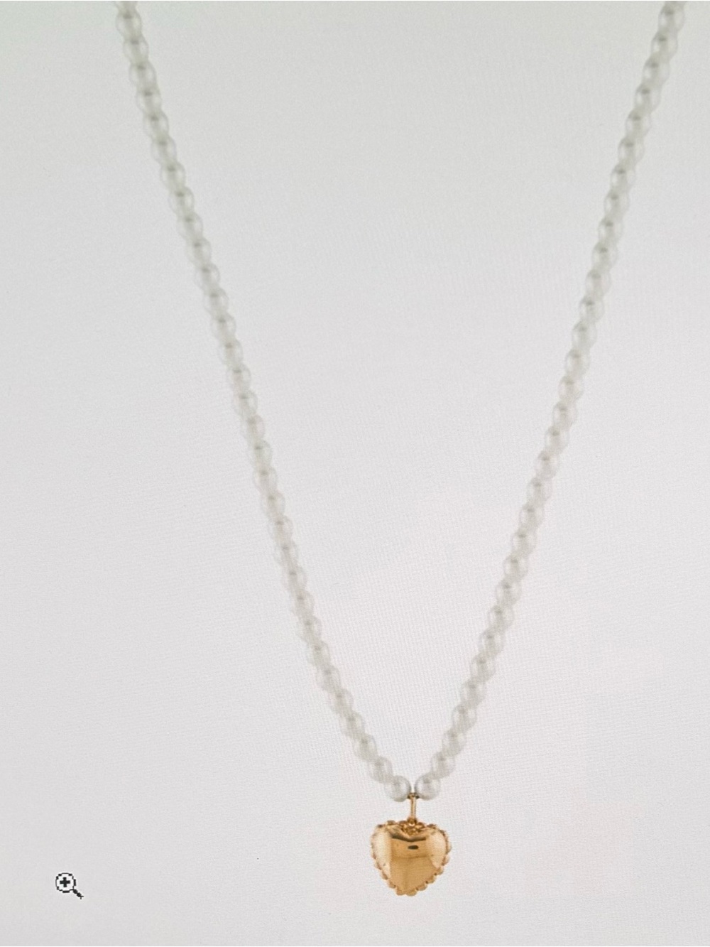 Lele Sadoughi Gold Heart Pendant Pearl Necklace Heart on Faux White Pearls